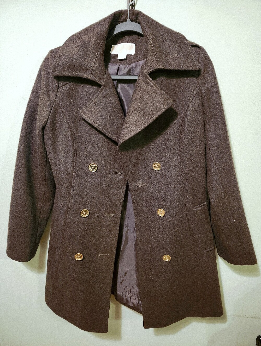 Michael Kors Wool Blend Peacoat in Olive Green - Picture 3 of 6